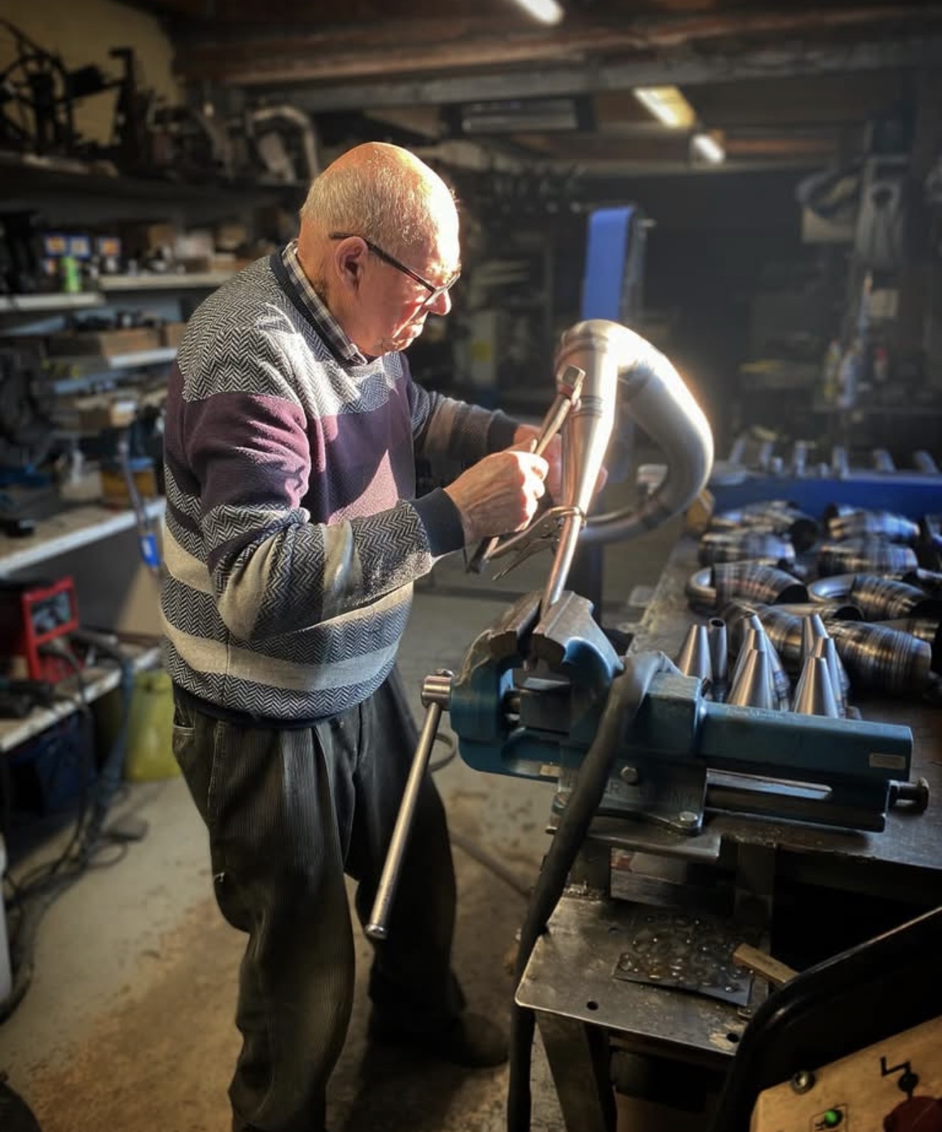 A lifetime of two-stroke craftsmanship in the workshop